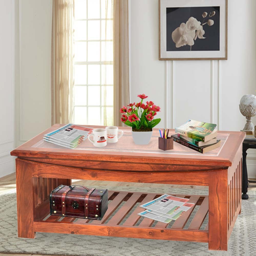 Shop Solid Wood Glass Top Center Table At English