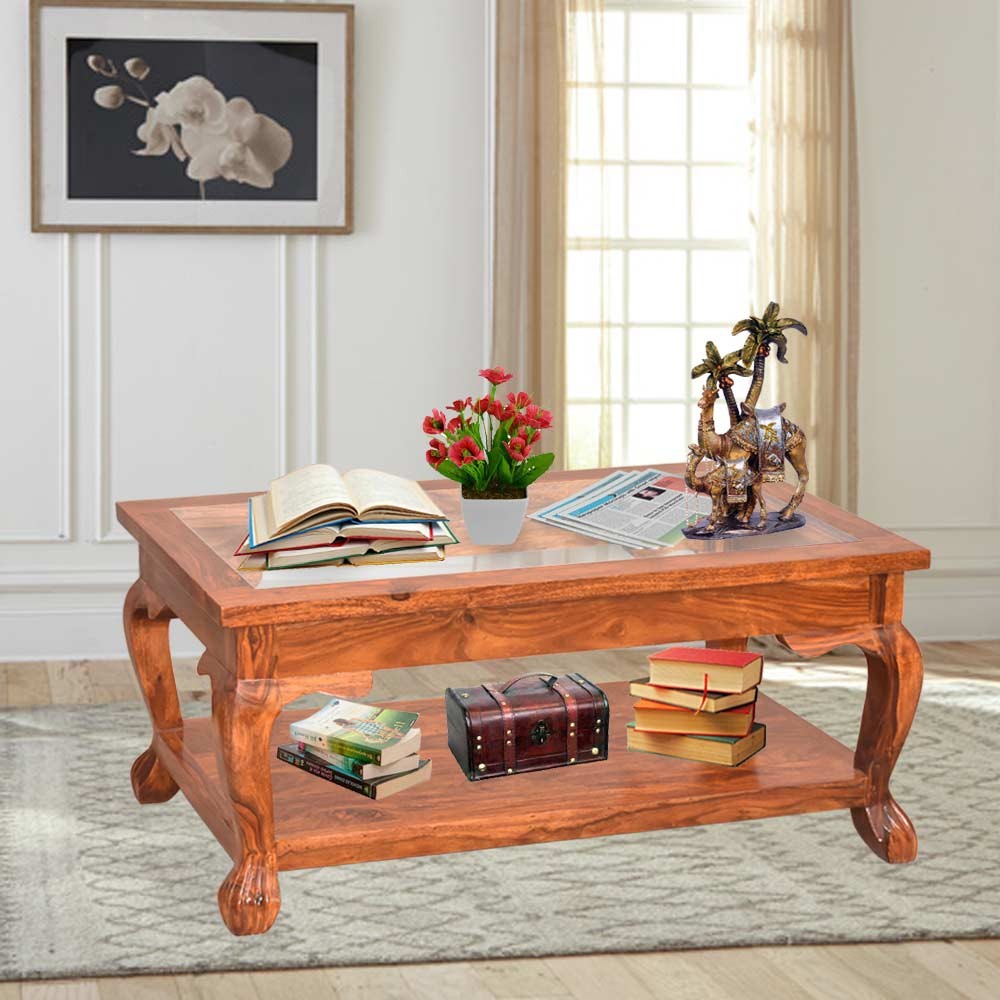 Shop Solid Wood Glass Top Center Table At English