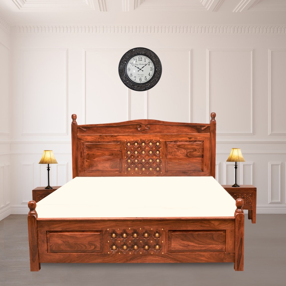 Shop Solid Wood Downey Sheehsam Bed Without Storage At English