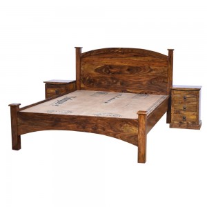 Shop Solid Wood Sheesham Bed Without Storage At English