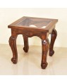 Solid Wooden Carbin Glass Top Peg Table 