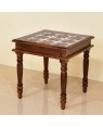 Solid Wood Brass Glass Top Peg Table 