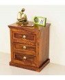 Solid Wooden 3 Drawars Bedside Table 