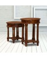 Solid Wood Round Set Of Two Side Table and Peg Table
