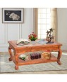 Solid wood Glass Top Center Table