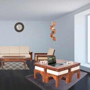 Trendy Coffee Table Set with Four Stools 