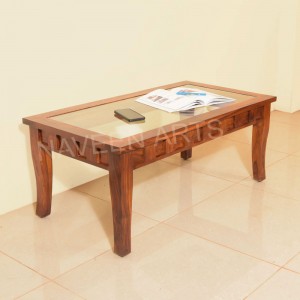 Solid wood Glass Top Center Table 