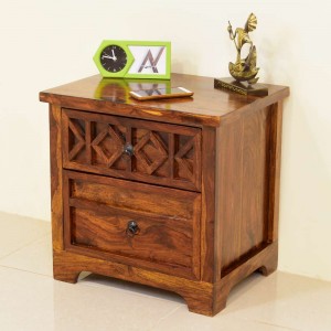 Solid Wood Swirl Bedside Table