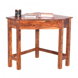 Solid Wood Corner Table With Drawers