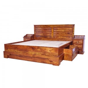 Solid Wood Traditional Storage Bed Design