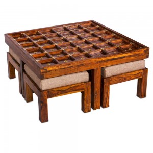 Trendy Coffee Table Set with Four Stools 