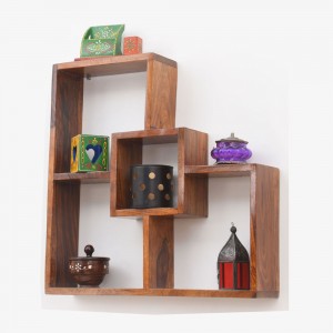 Solid Wood Wide Cube Wall Shelf