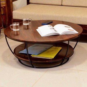 Cherrie Round Double Top Metal Leg Coffee Table