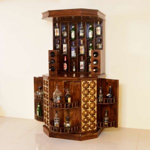 Solid Wood Brass Bar Cabinet