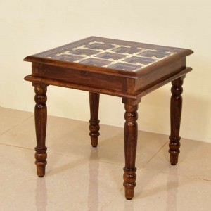 Solid Wood Brass Glass Top Peg Table 