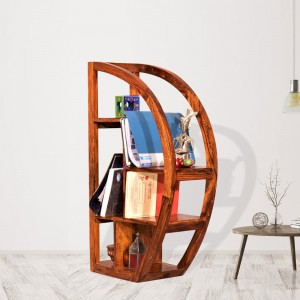 Wooden Half Moon Bookshelf