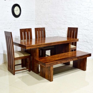 Wooden Dining Table with Chair 6 Seater