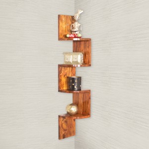 Zig-Zag 4 Tier Wooden Wall Shelf