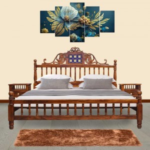  Solid Wood Carving Bed Without Storage