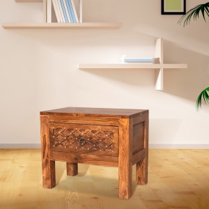 Solid Wood Brass Top Bed Side Table