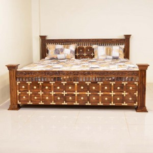 Solid Wooden Sheesham bed with Storage 