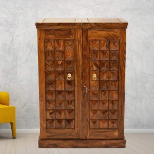 Solid Wooden Diamond Design Home Bar Cabinet