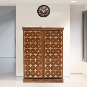 Sheesham Wood Regular Brass Design home Bar Cabinet