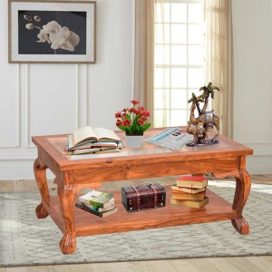 Solid wood Glass Top Center Table