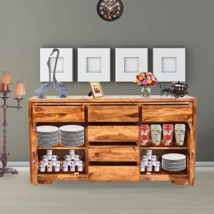 Sheesham Louis Solid Wood Sideboard Six Drawers