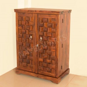 Wooden Bar Cabinet with Niwar Patti Design