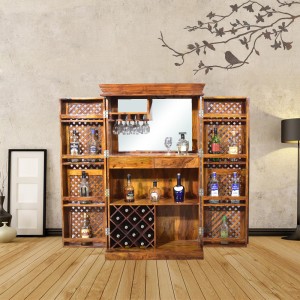 Krisa Solid Sheesham Wood Bar Cabinet 