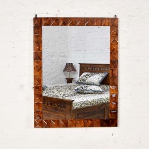 Solid Wood Diamond Design Mirror Frame 