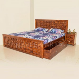 Wooden Bed Without Box and Both Side Trolly Ply Mix Bed 