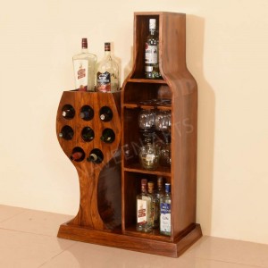 Aledo Solid Wood Floor Wine Bottle Rack in Teak Finish 