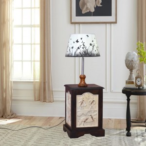 Solid Wooden Walnut Finish Lamp stand