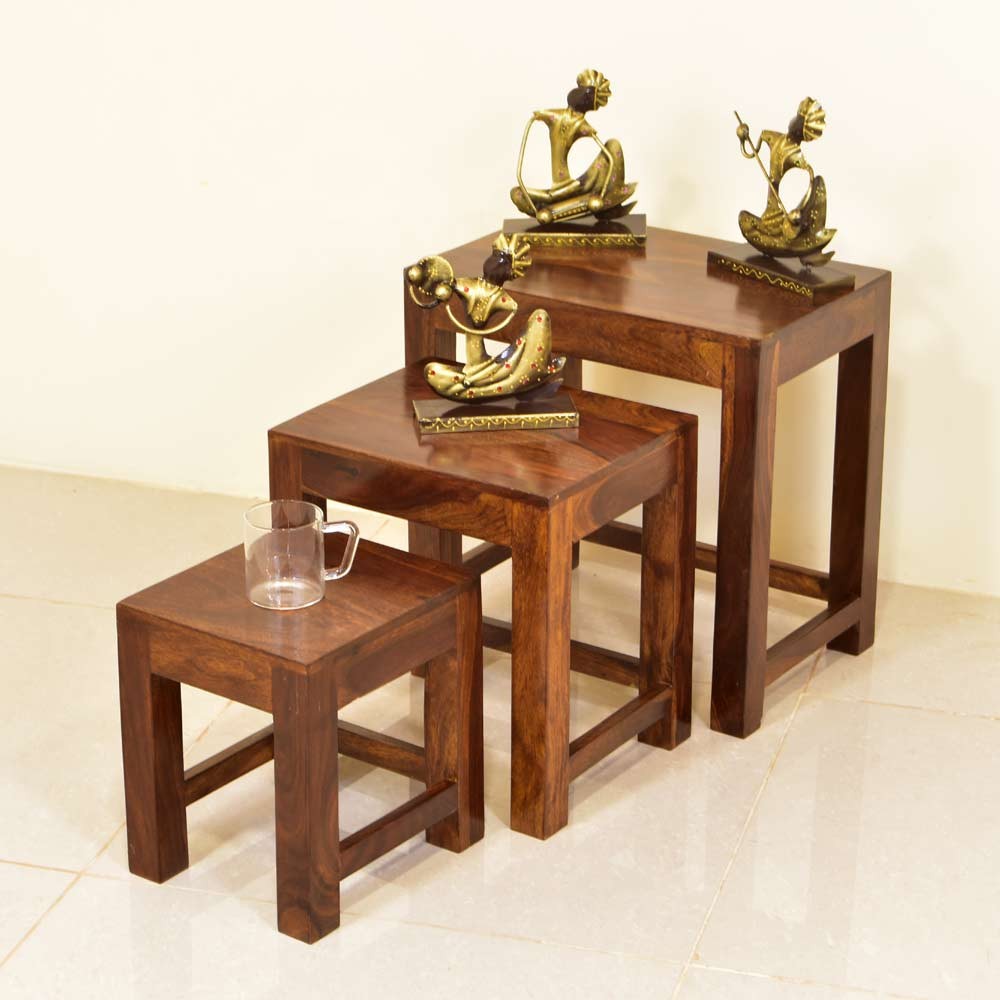 Wooden stool on sale set of 3