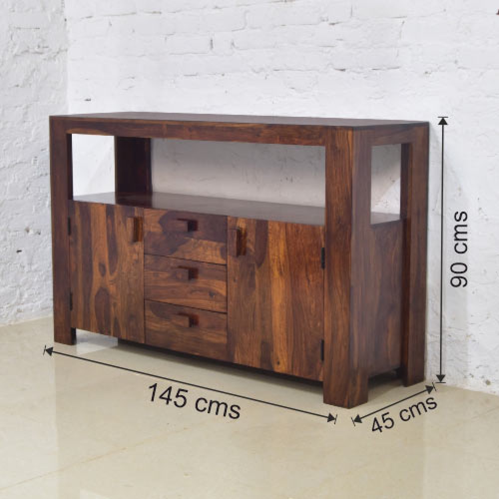 Hobart Ivory Rustic Oak Top 2 Door 2 Drawer Sideboard/Solid Oak Top Double Sideboard/Dining Room Furniture 